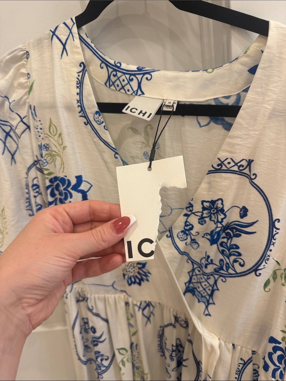 ICHI White & Blue Floral Maxi Wrap Dress - Picture 5 of 9